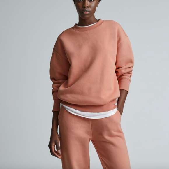 Everlane pink The Retrack Oversized Crew neck sweater size L - Picture 1 of 6